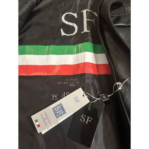 SF Superlative Fashion Italian men's leather jacket - Size L New with Tags - Picture 3 of 6